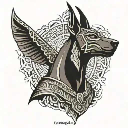 anubis on the arm tattoo design idea