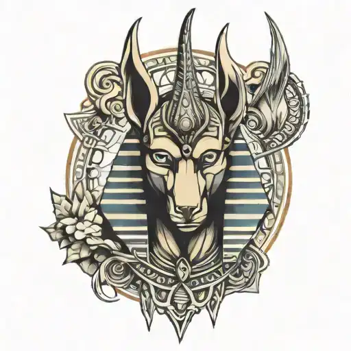 anubis on the arm tattoo design idea