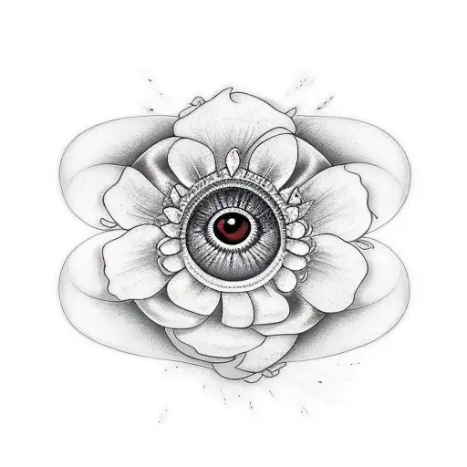 aces fanned out with beautiful eye in the middle, flower arrangement on the bottom tattoo design idea