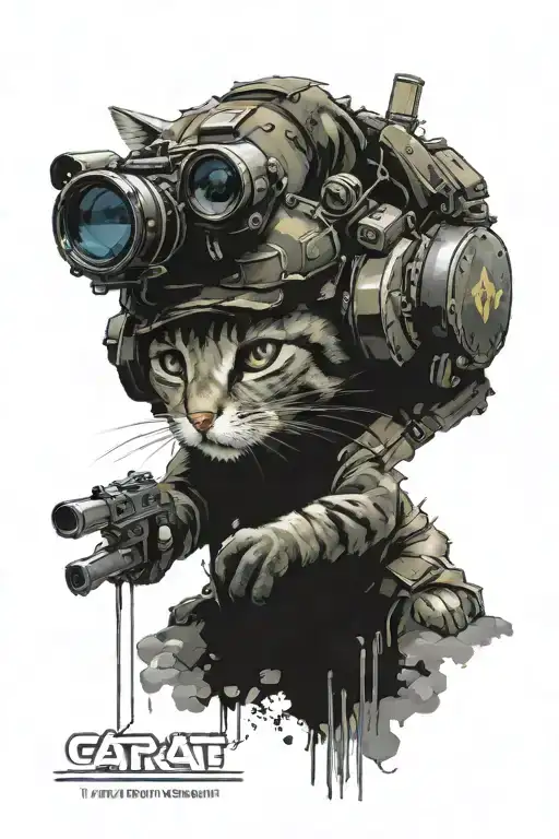 cat playing counter strike global offensive tattoo design idea