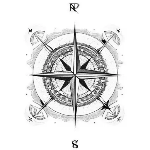 compass tattoo designed like a pocket watch, with maple leafs floating in the background tattoo design idea