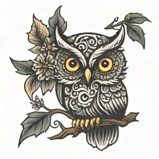 owl with a missing jigsaw puzzle piece tattoo design idea