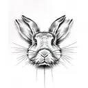 decaying rabbit black with small red highlights for blood tattoo design idea