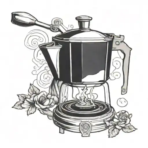 moka pot transforming tattoo design idea
