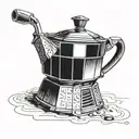 moka pot transforming tattoo design idea
