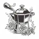 moka pot transforming tattoo design idea