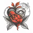 heart and ruby stone tattoo design idea