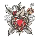 heart and ruby stone tattoo design idea