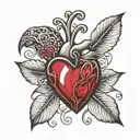 heart and ruby stone tattoo design idea