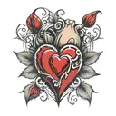 heart and ruby stone tattoo design idea