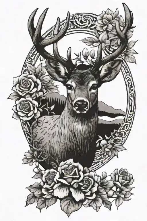 deer with first name Jade Lilly Swan tattoo design idea