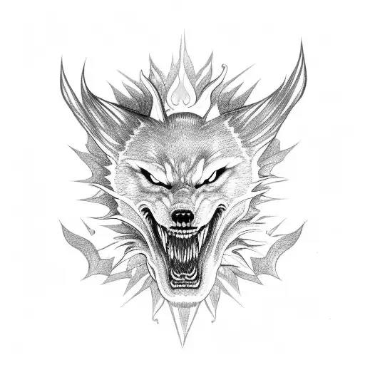 fenrir. mouth open. swallowing the sun. tattoo design idea