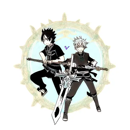 Asta's swords from black clover with kirito's swords tattoo design idea