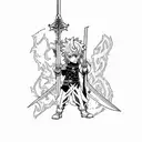 Asta's sword from black clover with kirito's swords tattoo design idea