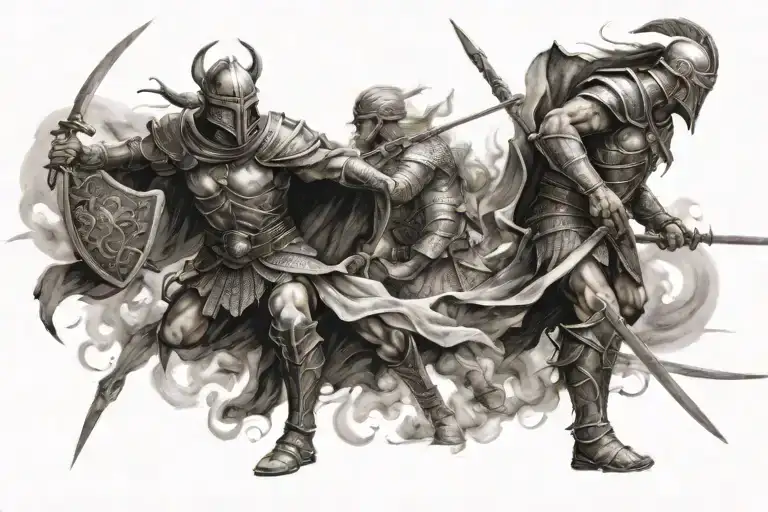 warrior battle scene tattoo design idea