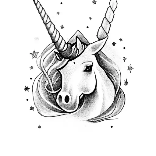 a staggering unicorn with the number 5 in the tattoo tattoo design idea