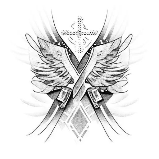 Cross with wings tattoo design idea