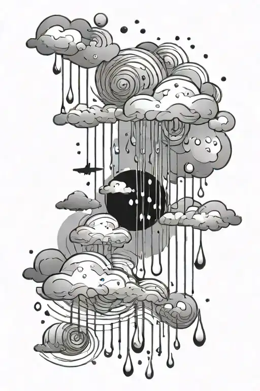 rain drops nightsky tattoo design idea