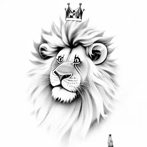 king lion baby tattoo design idea