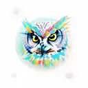 Owl, greek statue, tree, clock tattoo design idea