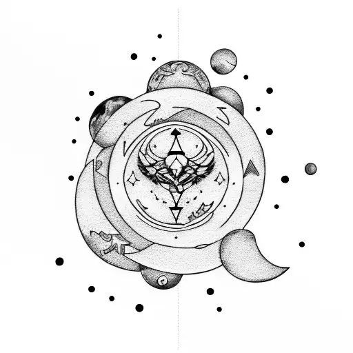 Moon tattoo, minimalistic, all black, geometric shapes, sailor moon, seelensplitter tattoo design idea