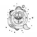 Moon tattoo, minimalistic, all black, geometric shapes, sailor moon, seelensplitter tattoo design idea