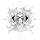 Moon tattoo, minimalistic, all black, geometric shapes, sailor moon, seelensplitter tattoo design idea