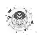 Moon tattoo, minimalistic, all black, geometric shapes, sailor moon, seelensplitter tattoo design idea