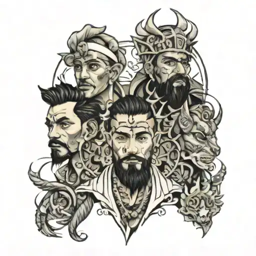 3 best friends called Aziz, Martin and Hassan tattoo design idea