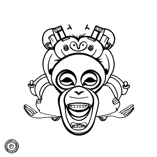 monkey happy face symbole for group beautiful  tattoo design idea