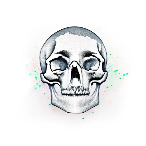 girl with skull sculpture tattoo design idea