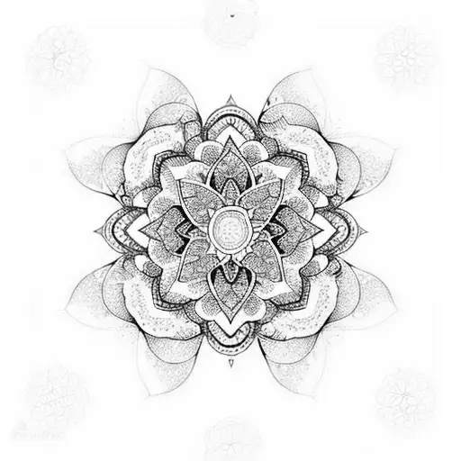 A beautiful floral mandala with musical notes intertwined within the petals tattoo design idea