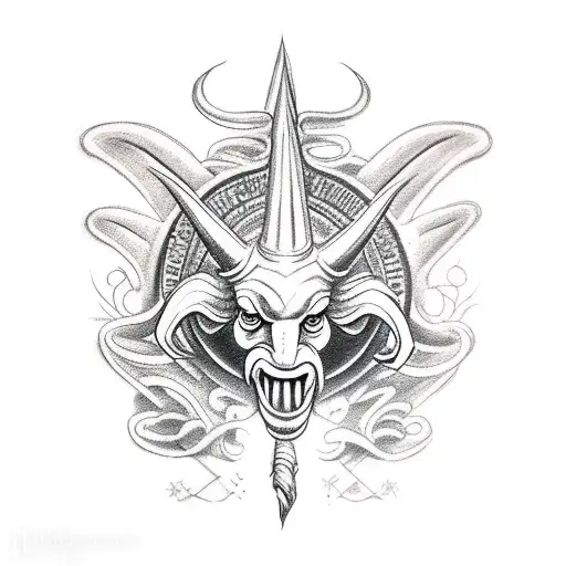 baphomet with puppet priest tattoo design idea