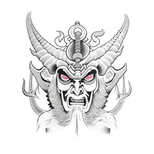 baphomet with puppet priest tattoo design idea
