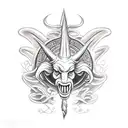 baphomet with puppet priest tattoo design idea