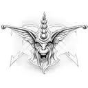 baphomet with puppet priest tattoo design idea