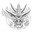 baphomet with puppet priest tattoo design idea