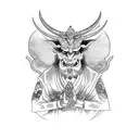 baphomet with puppet priest tattoo design idea