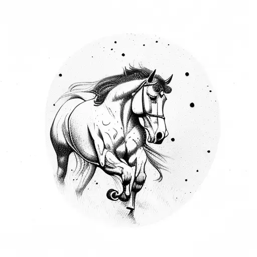 Cowboy riding a horse tattoo design idea