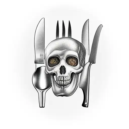 cook chilli bread meat knife fork tattoo design idea