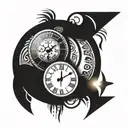 Sunset tattoo with clock tattoo design idea