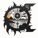 Sunset tattoo with clock tattoo design idea