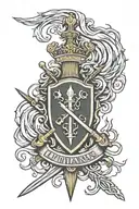 lithuania army emblem with sword behind  it with flames  tattoo design idea