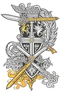 lithuania army emblem with sword behind  it with flames  tattoo design idea
