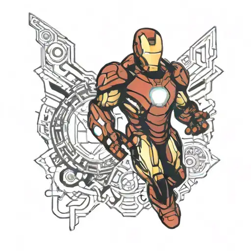 circuit roound with Iron man tri logo  tattoo design idea