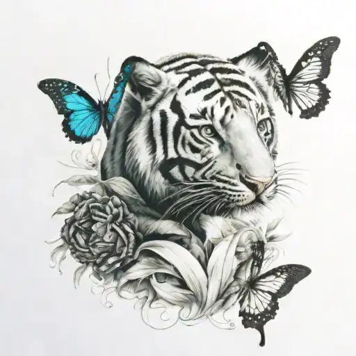tigger whith blue eyes tulipán and swan dollar tattoo design idea