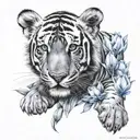 tigger whith blue and tulipan   tattoo design idea