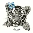 tigger whith blue and tulipan   tattoo design idea