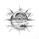 beach sunset  tattoo design idea