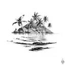 Caribbean beach  tattoo design idea